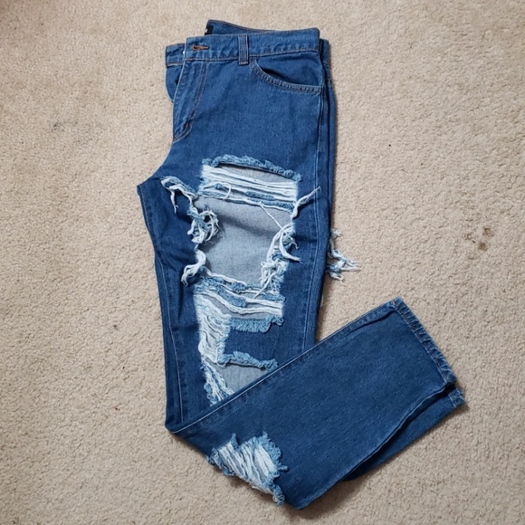 Fashion Nova Denim - Fashion Nova Distressed Boyfriend Jean